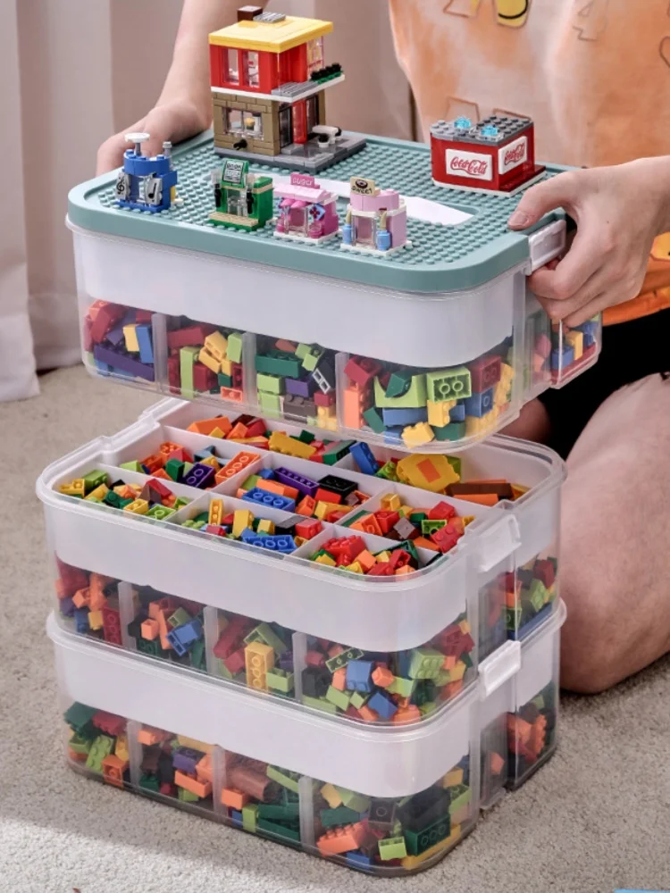 

Toys Organizer Storage Case for Lego Box Toy Stackable Building Blocks with Lids Bins Adjustable Lego Storage Containers