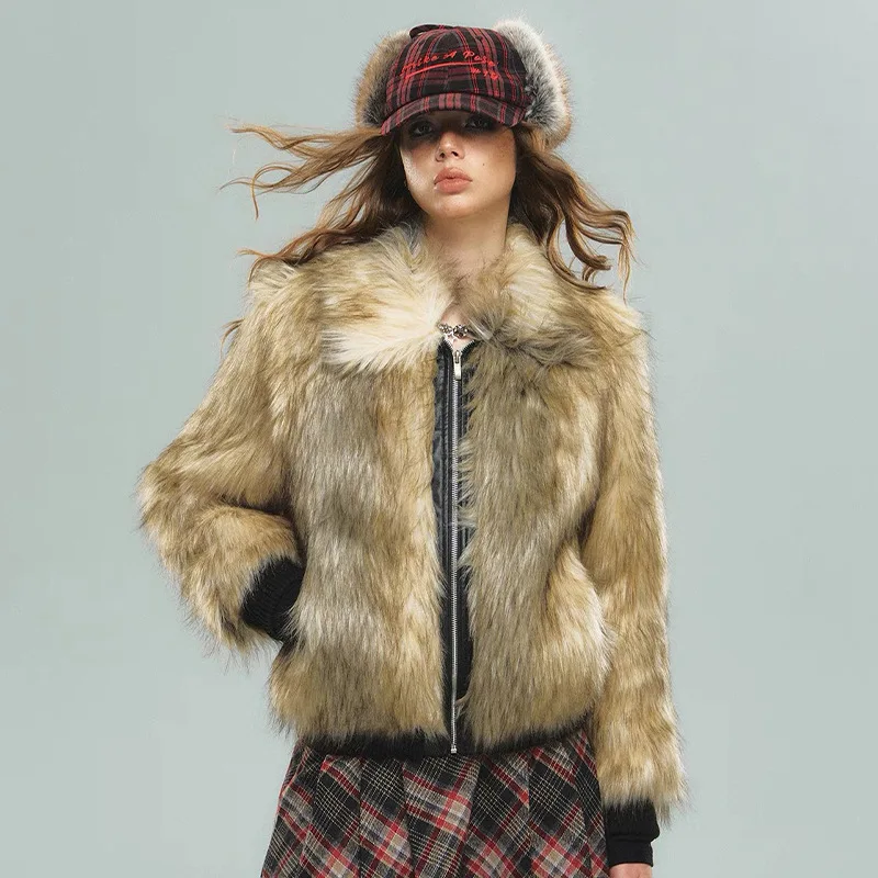 لسيدة مريحة طوق معطف الفرو الإناث 2025 الخريف الشتاء المرأة سترة الفراء الاصطناعي متعدد الألوان رقيق فو الفراء معطف