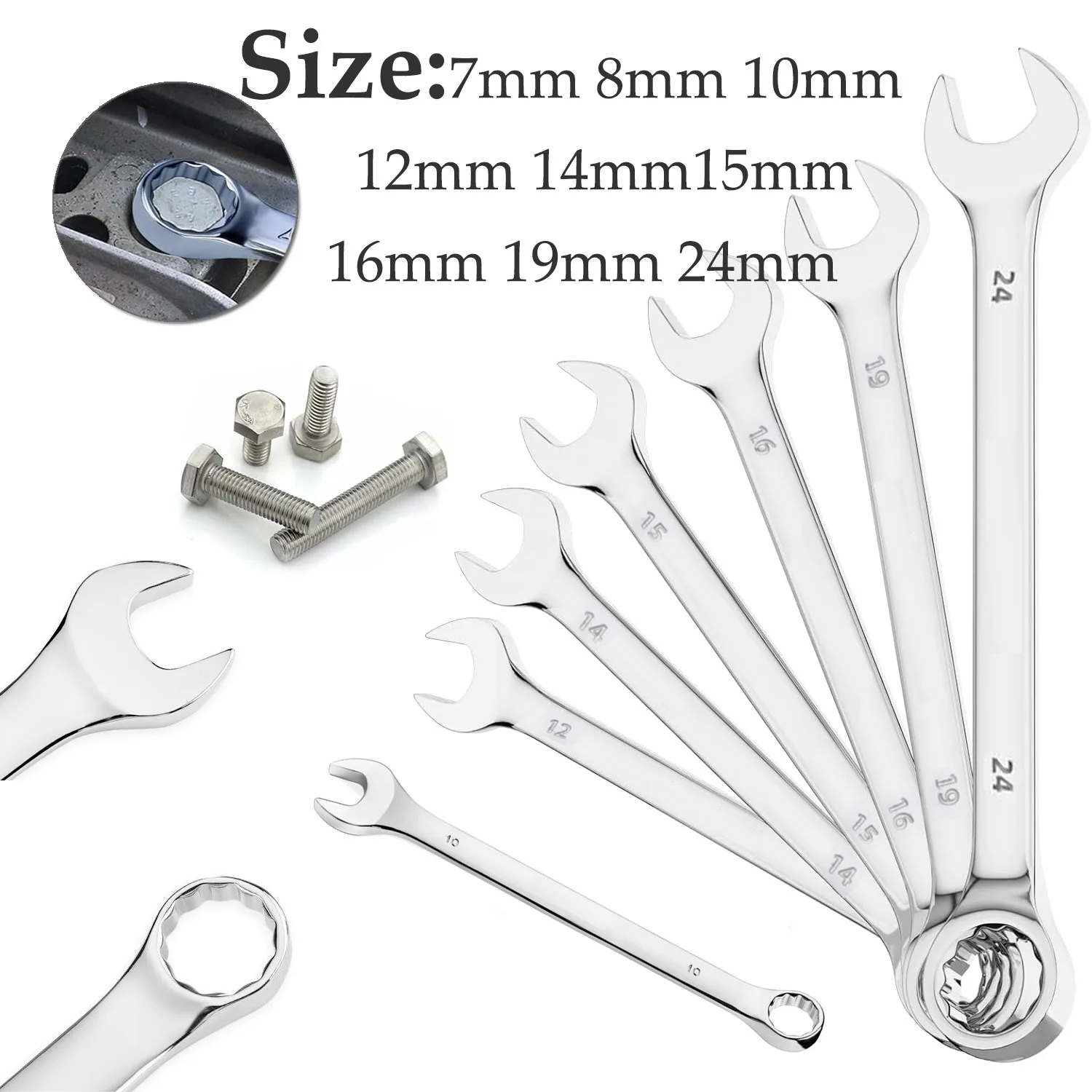 7-24mm Combination Wrench Metric Plum Blossom Rings Open-ended Spanner Hardware Parts Automotive Repair Wrench Hand Tools