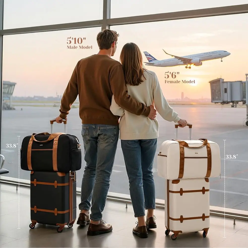 3-Piece Hardside Spinner Luggage Set with TSA Lock and Telescopic Handle for Carry-On Travel