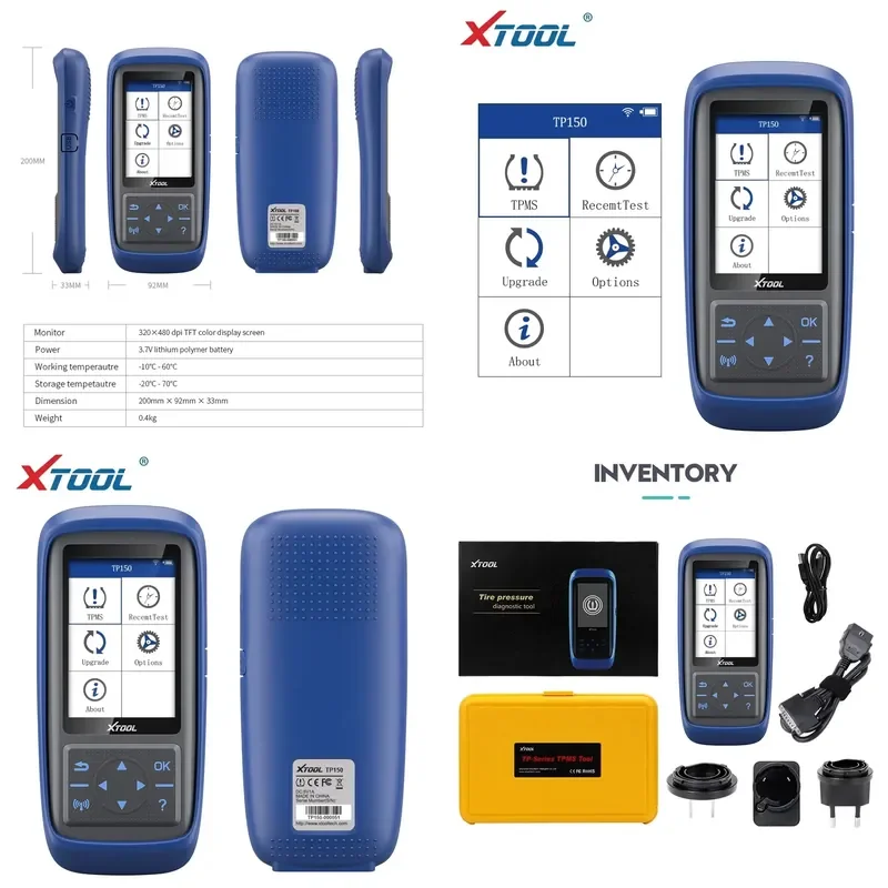 XTOOL TP150 Car TPMS Sensor Tire Pressure Monitoring System Auto Diagnostic Tool 315&433 MHZ