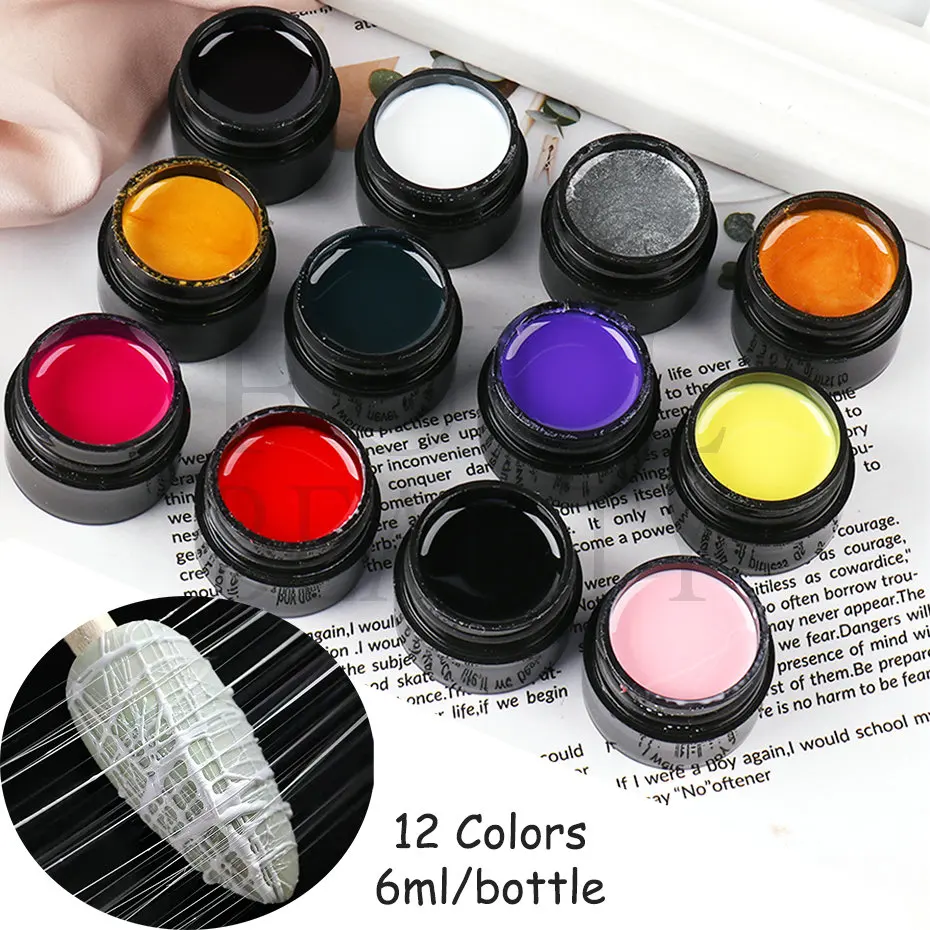 Spider Gel Nail Art Drawing Glue 6ml Black White Line Web Wires Design Painted Varnish Manicure UV Lacquer Nails Polish BE1615-1