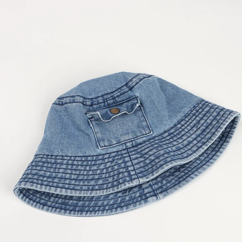 CLIMATE New Denim Bucket Hats Men Women Denim Hat Hip Hop Cotton Denim Hat Beach Seaside Bucket Sun Hats for Men Women