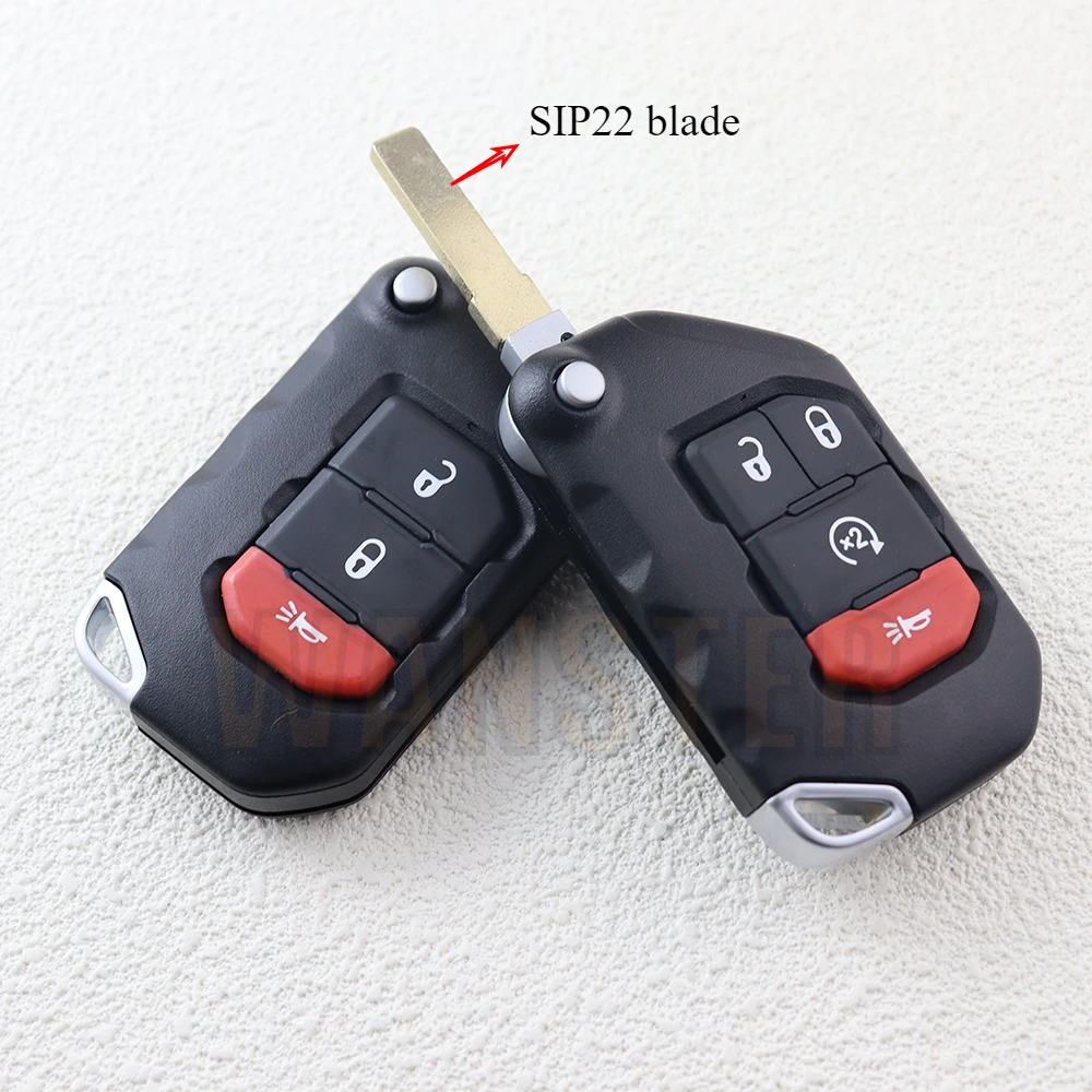 2 3 4 Bottons Car Key Fob Case Shell Housing for Jeep Rubicon Sahara Gladiator JT Wrangler JL JLU 2018 2019 2020 2021+