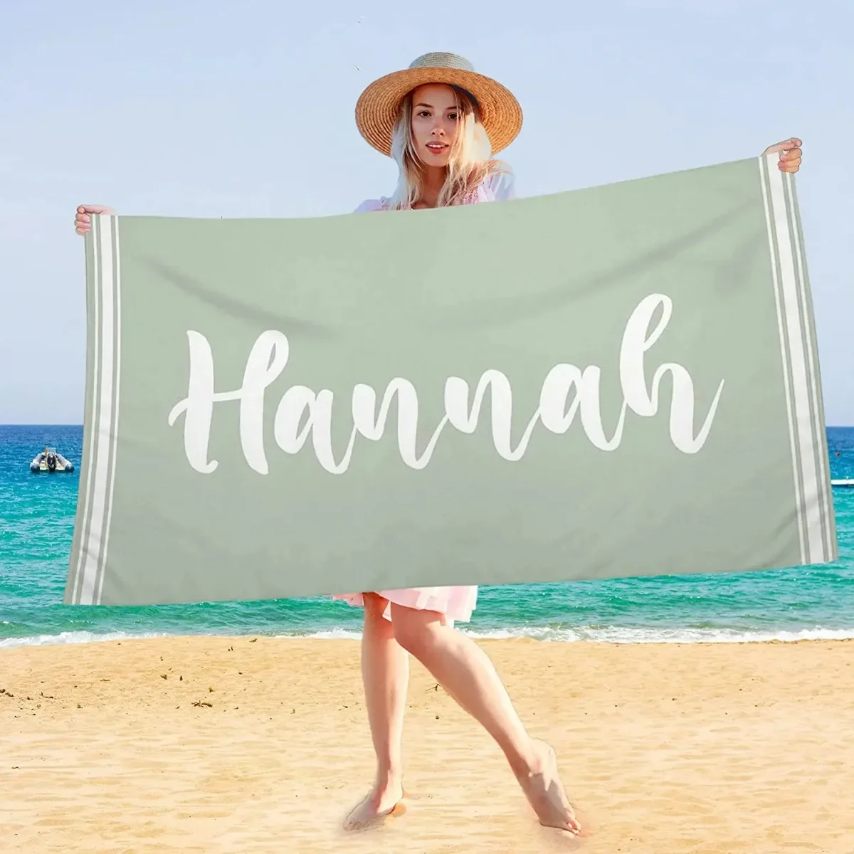 Personalized Beach Towel Customized Name Text Custom Bath Towel for Beach Gym Bathroom Own Design Pool Towel for Women Kids Gift
