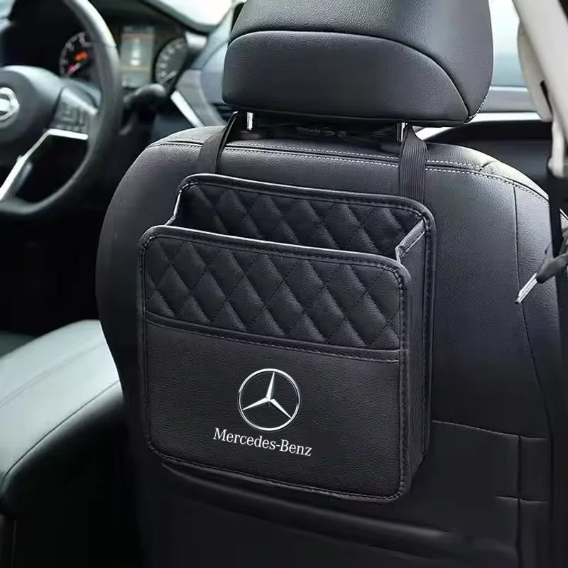 Multi-functional car seat back storage bag Leather storage bag For Mercedes Benz S320 W164 W203 W204 W168 C180 E320 A200 CLA CLK view 3