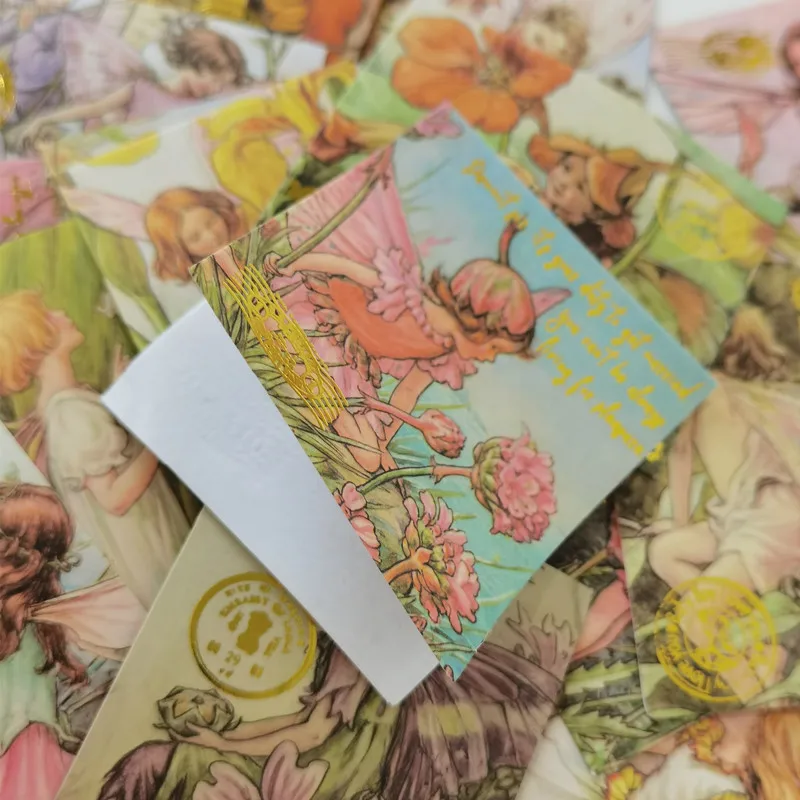 40PCS Vintage Gilding Flower Fairy Sticker Material Sticker DIY Scrapbooking Junk Journal Plant Diary Stickers Seal Decoration