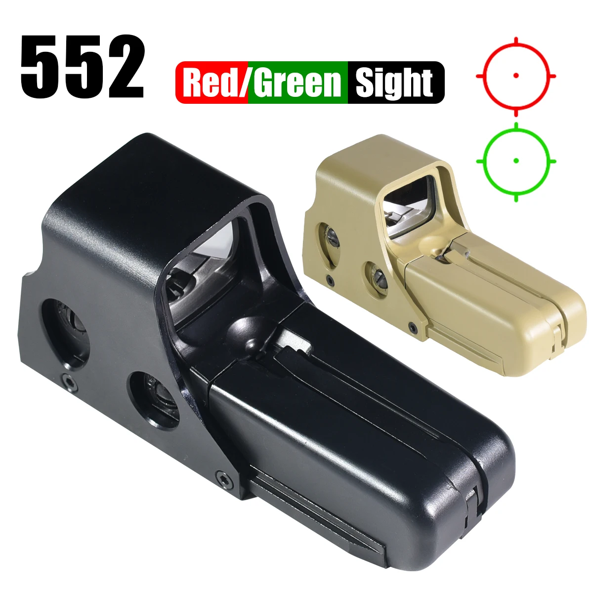 Tactical 552 Red Green Dot Collimator Sight Reflex Holographic Sight Riflescope Fit 20mm Rail Mount Airsoft Rifle Hunting