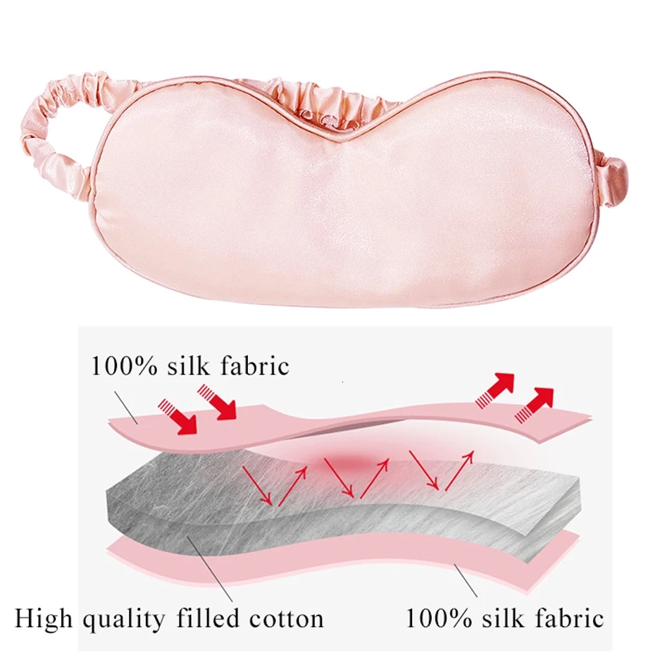 3D Natural Silk Sleep Mask Eye Masks Cover Portable Travel Eyepatch Double-Side Shading Eyeshade Health Sleeping Eye Care Tools image 5
