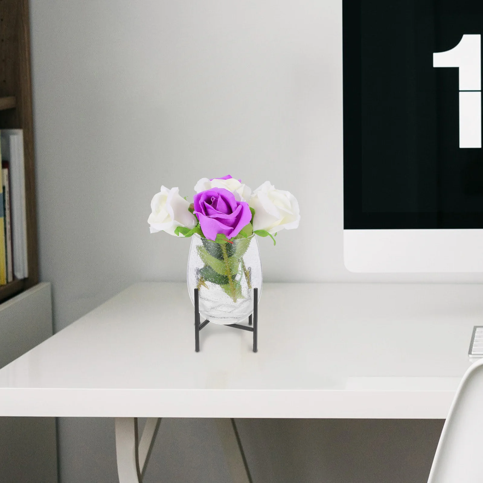 

Handmade Iron Art Water Propagation Vase Transparent Glass Bubble Planter for Hydroponic Plants Japanese Modern