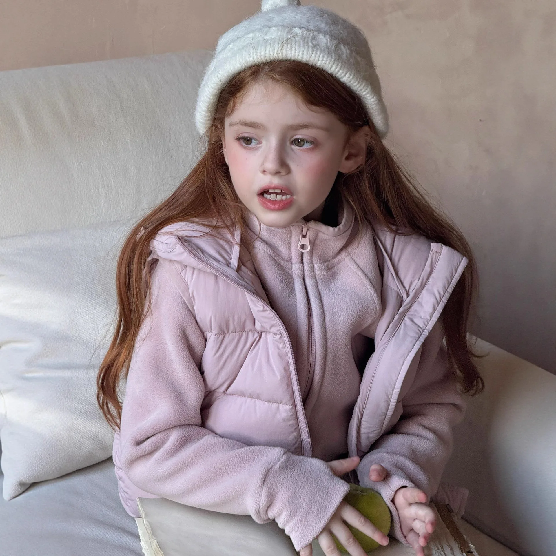2025 Winter Children Clothing Three Proof New National Standard 90 White Duck Down Vest for Girls Down Vest