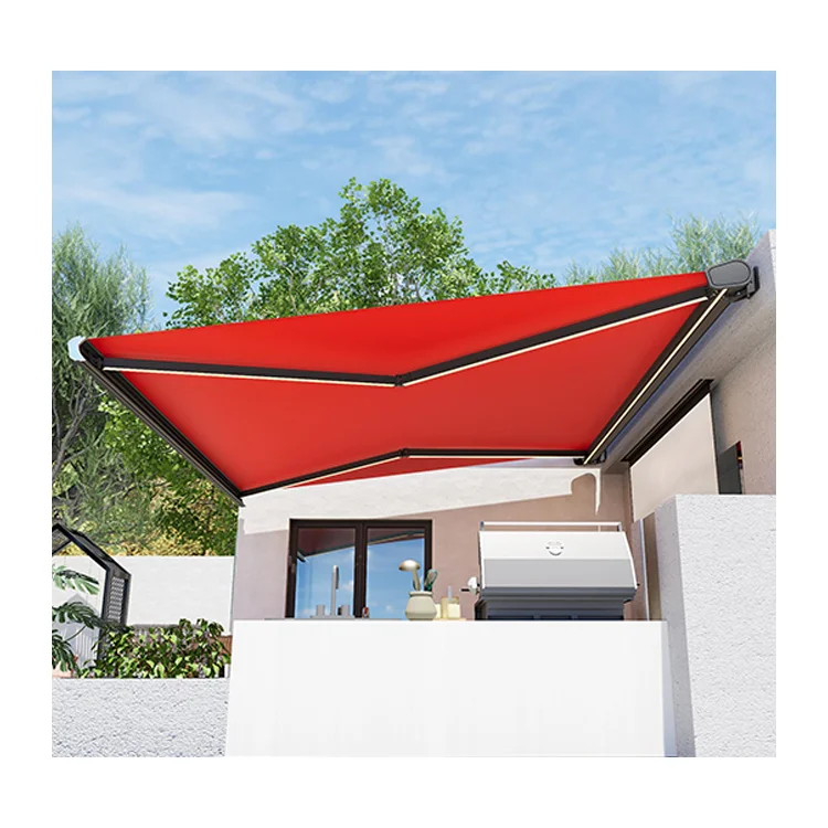 Outdoor Motorized Retractable Aluminum Frame Sunshade 5m Max Waterproof Patio Awning Easy DIY Door Window Shade Coated Polyester