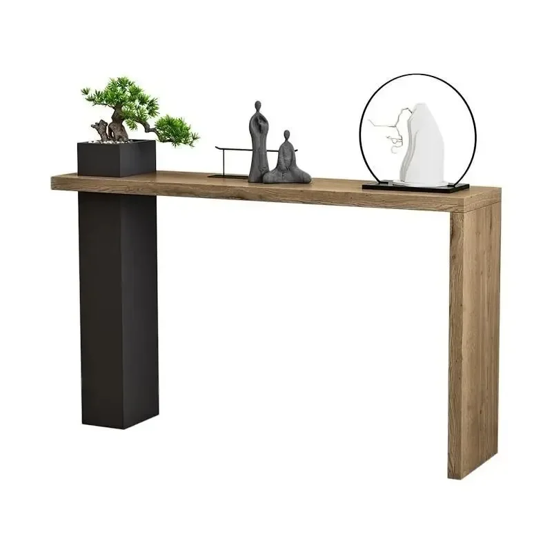 New Chinese-style solid wood entrance table, living room entrance cabinet, zen table against the wall, strip case
