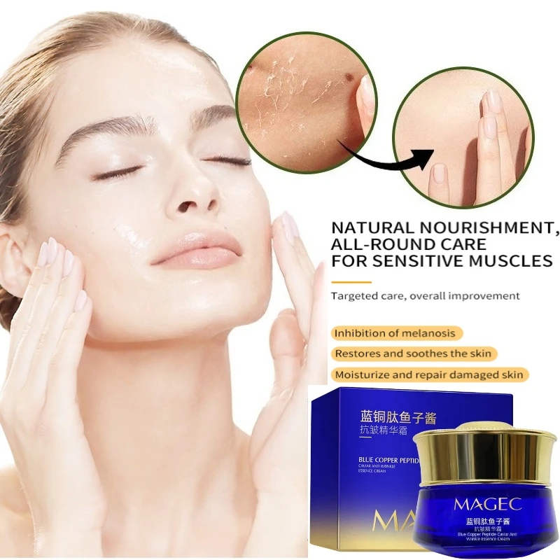 Blue Copper Peptide Anti-Wrinkle Freezing Age Cream Natural Hydrating Makeup Base Cosmetics for Daily Women Pore Base Face Cream
