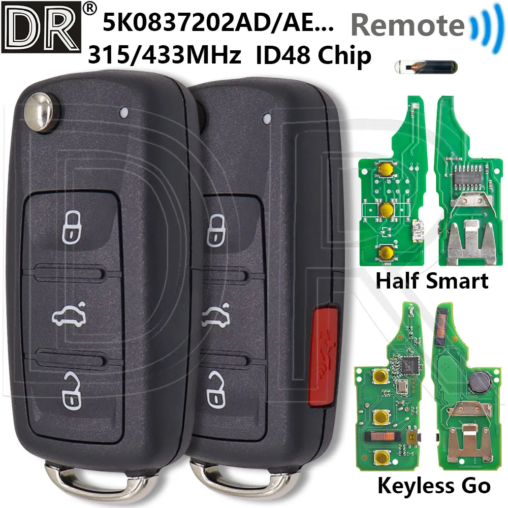 

Great ID48 Chip 315/434MHz 5K0837202AD 5K0837202AJ Car Remote Key For Volkswgen Tiguan Golf 6 Jetta Touran Beetle Eos Seat Skoda