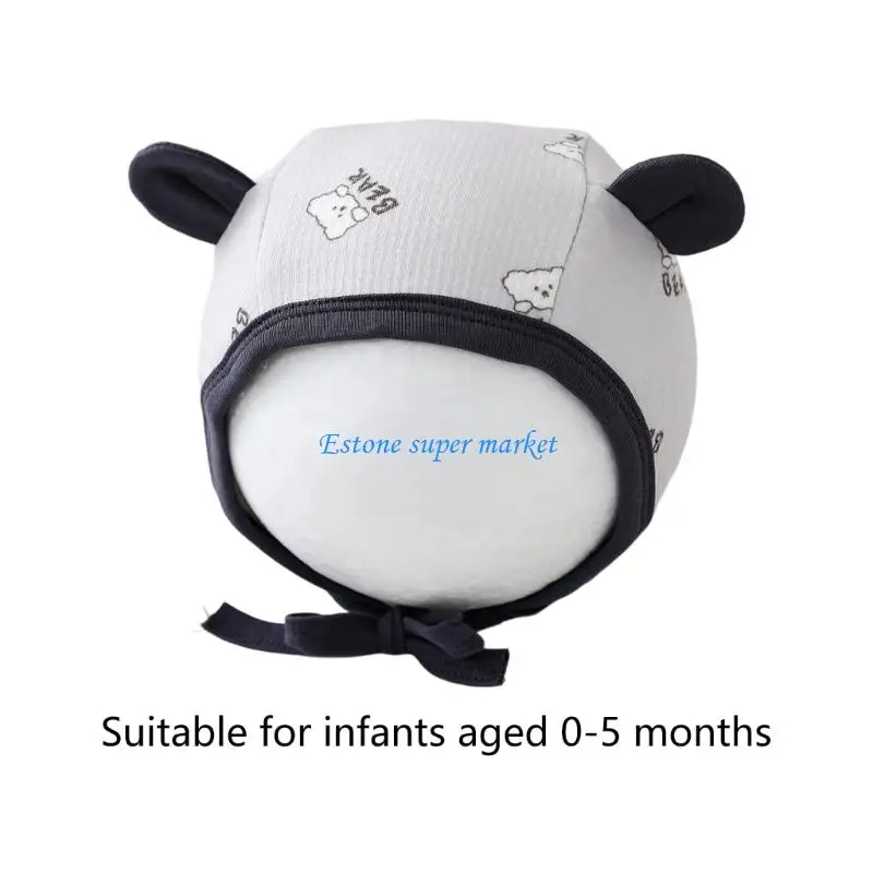 090B غطاء رأس واقي لحديثي الولادة من القماش المريح قبعة الجنين قابلة للتمدد للطفل من 0 إلى 5 أشهر أغطية رأس مريحة #6