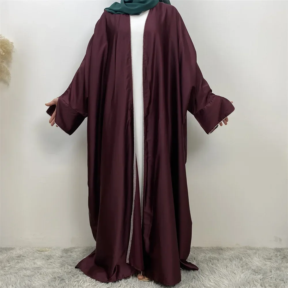 Ramadan Batwing Open Abaya Dubai Luxury Satin Kimono Muslim Dress for Women Robe Turkey Kaftan Caftan Marocain Femme Arab Kebaya