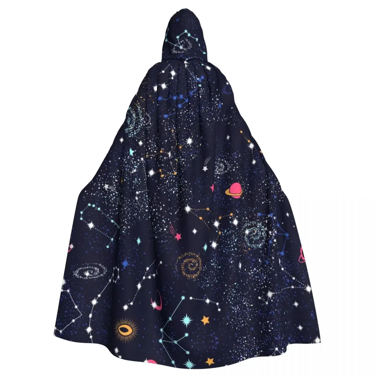 Cosplay  Costumes Space Galaxy  Dark Blue Print Hooded  Capes Long Robes Jackets Coat Carnival