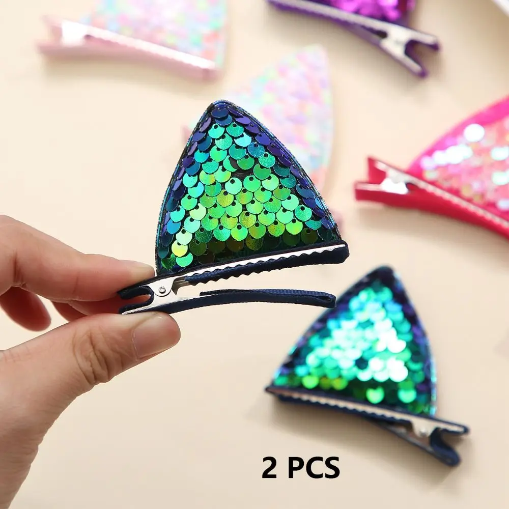 

2pcs Women Girls Headdress Super Flash Hair Clip Sequins Cat Ear Hairpin Gift DIY BB Clip Children