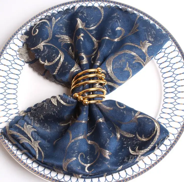 Spring Double Bead Napkin Ring Western Food Napkins Rings Gold Silver Hotel Home Table Trinkets Towel Holder Buckle Decor