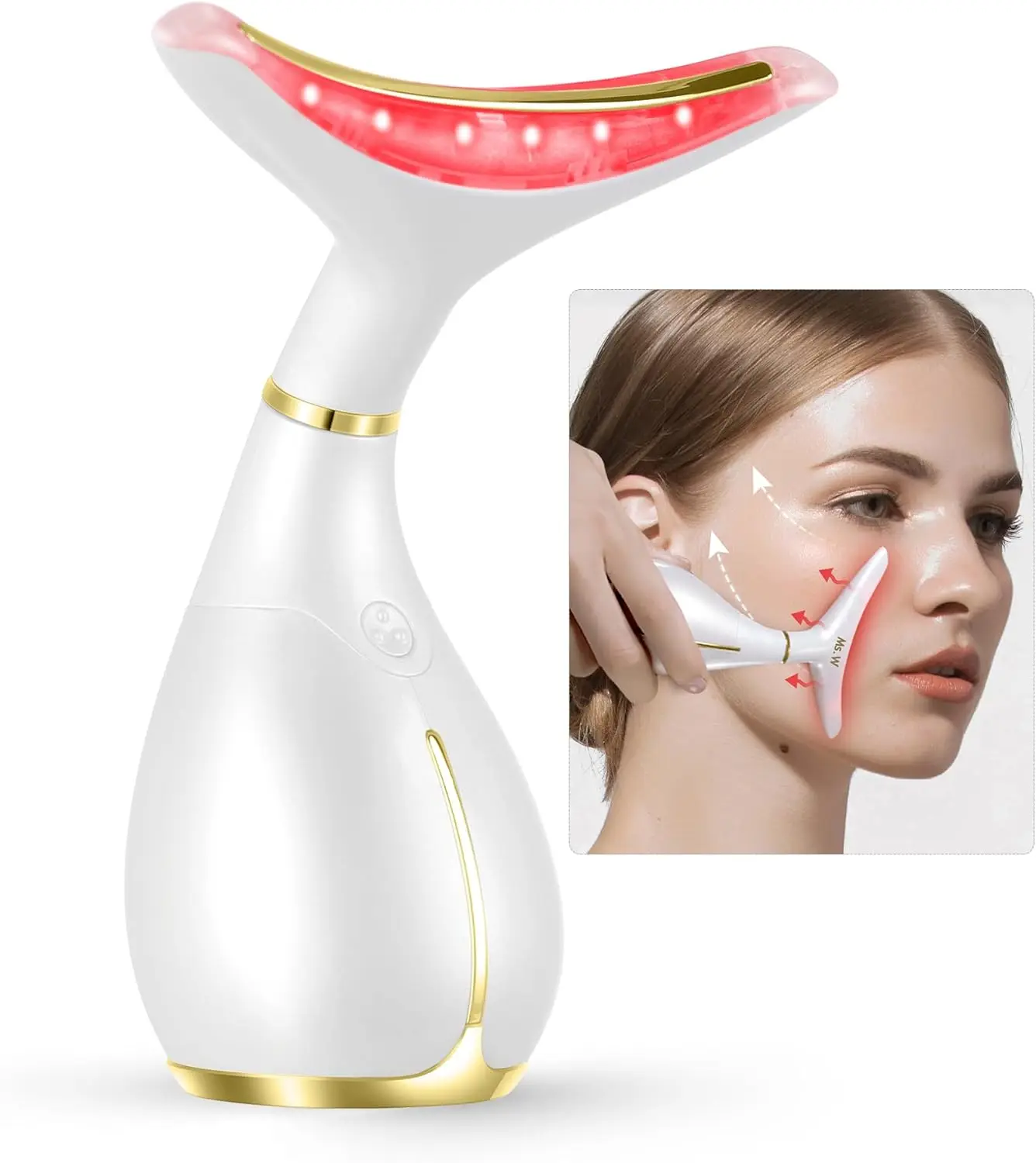 

3-in-1 LED Thermal Vibration Facial Massager for Face & Neck, Skin Tightening & Rejuvenation Beauty Tool