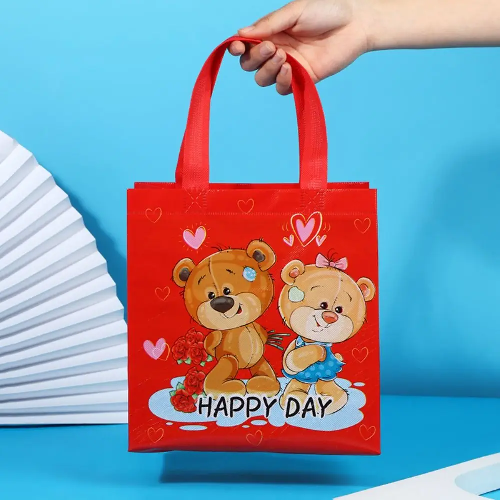 1 pz/4 pz amore orso stampato borsa stampa cartone animato grande capacità giocattolo stoccaggio zaino tessuto Non tessuto caramelle sacchetto regalo Shopping