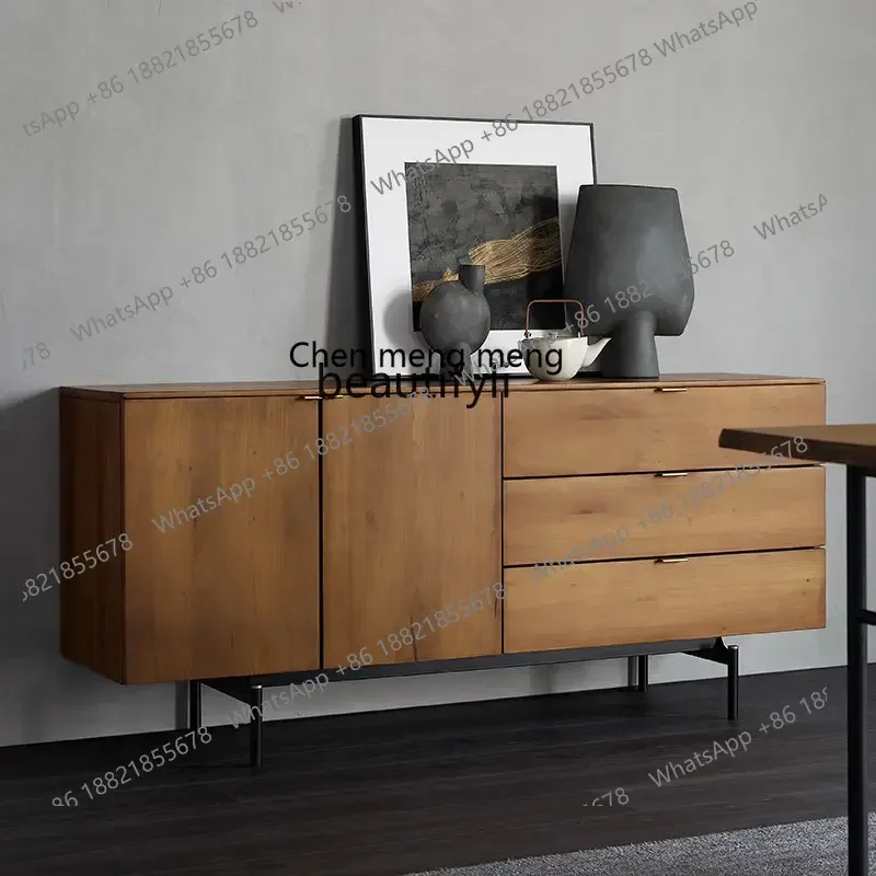 cn8350 LHY zq Time Nordic Retro Solid Wood Sideboard Middle and Ancient Small Apartment Tea Cabinet Living Room Locker