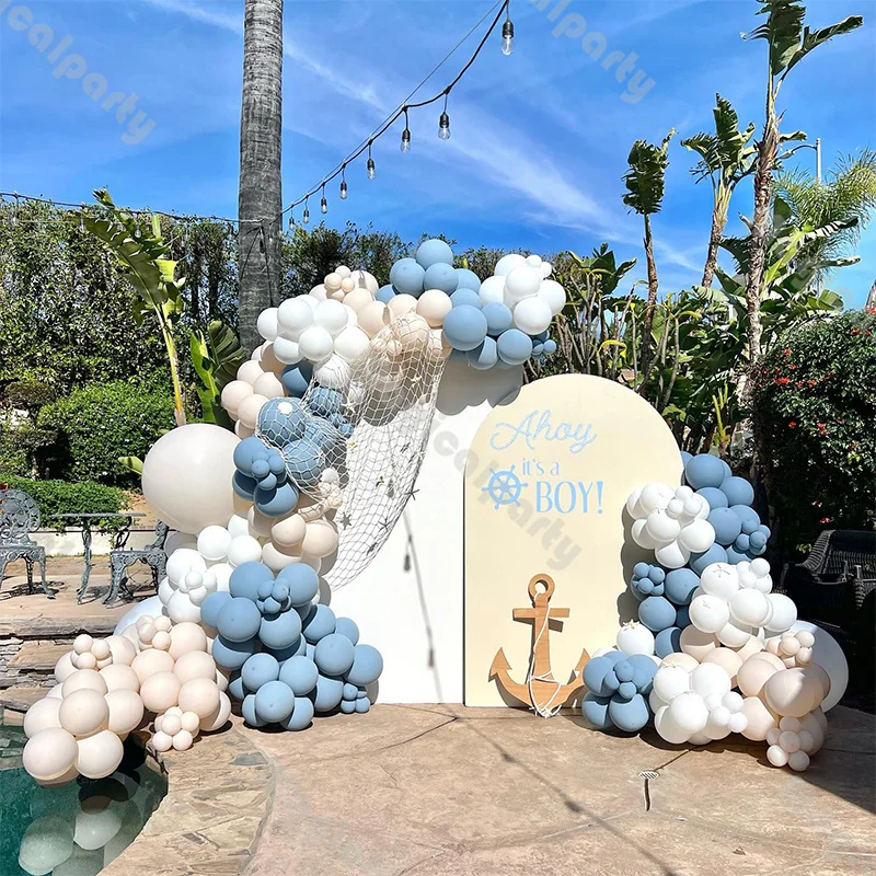 157pcs Party Decoration Balloon Blue and White Balloon Garland Arch Set for Birthday Party or Valentine's Day Wedding Anniversar