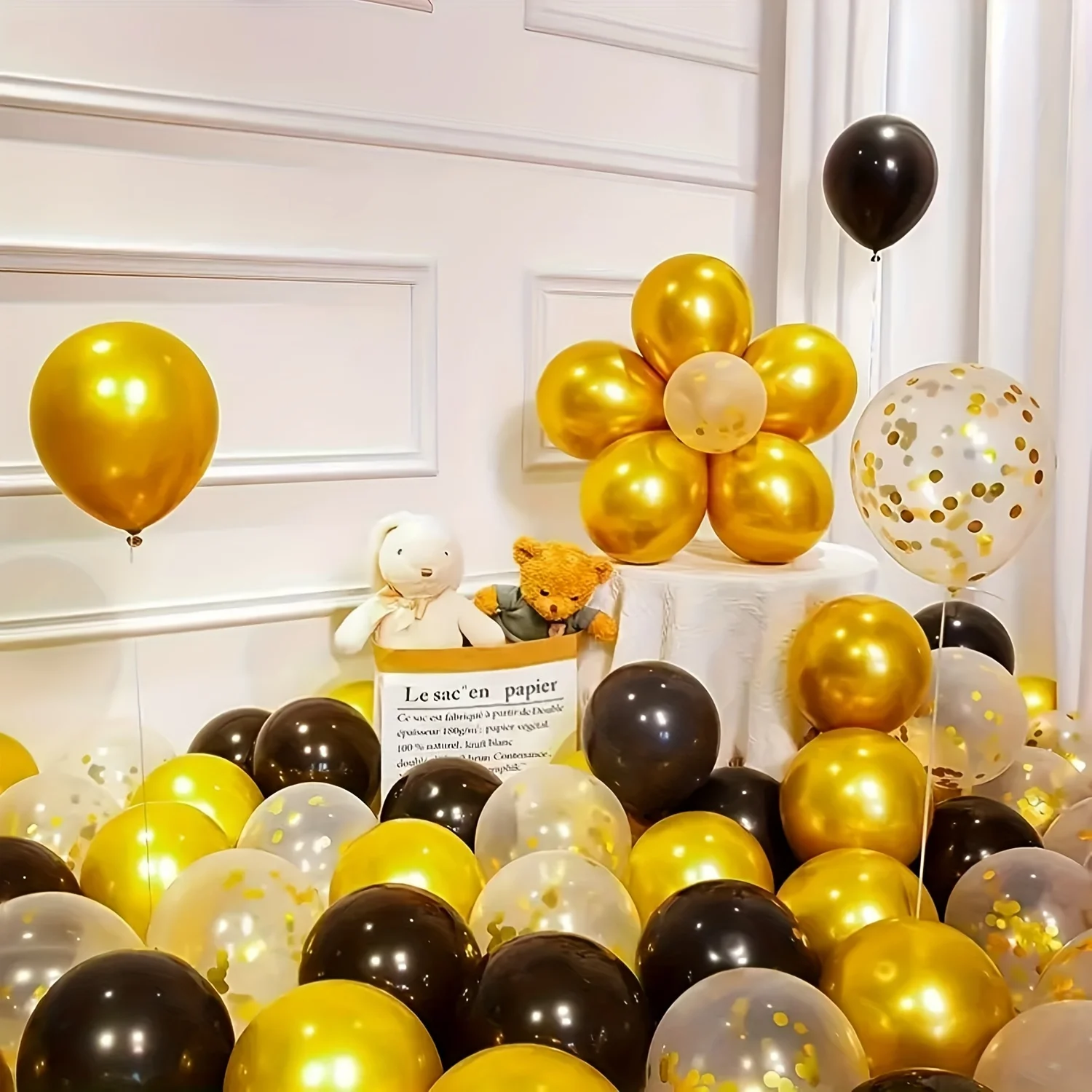 16pcs Black and Metallic Gold Balloons for Birthday New Year Wedding Graduation Party Baby Shower Decorations