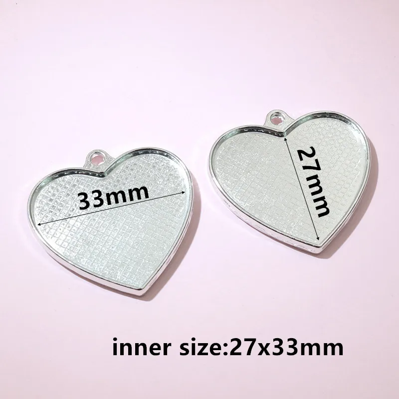

5pcs Double Side Pendant Cabochons Blank Base Setting Bezel Tray Round Square Heart Rectangle DIY Jewelry Making Findings
