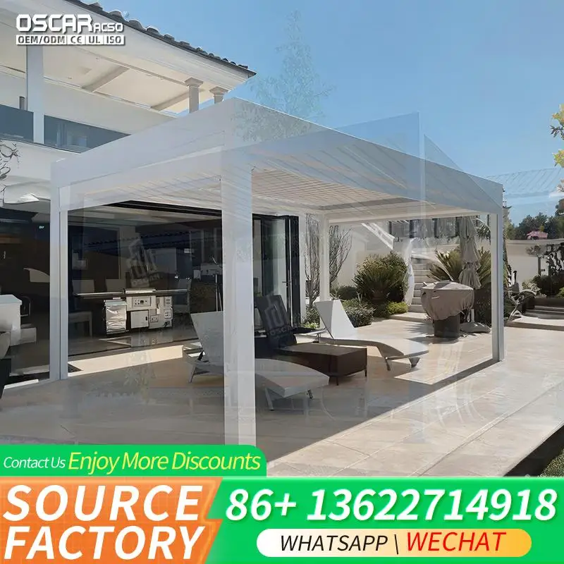 

Aluminium Waterproof Motorized Gazebo with Sliding Glass Doors Stylish Garden Structure for Backyard Patio Outdoor pergolas