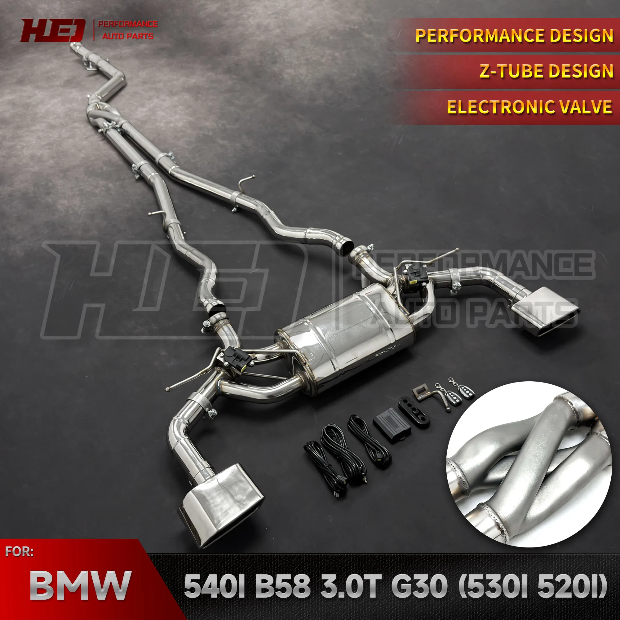 Customized Design Performance Exhaust For BMW 5 Series 530I 540I 520I G30 with Z-Tube Customization Tips