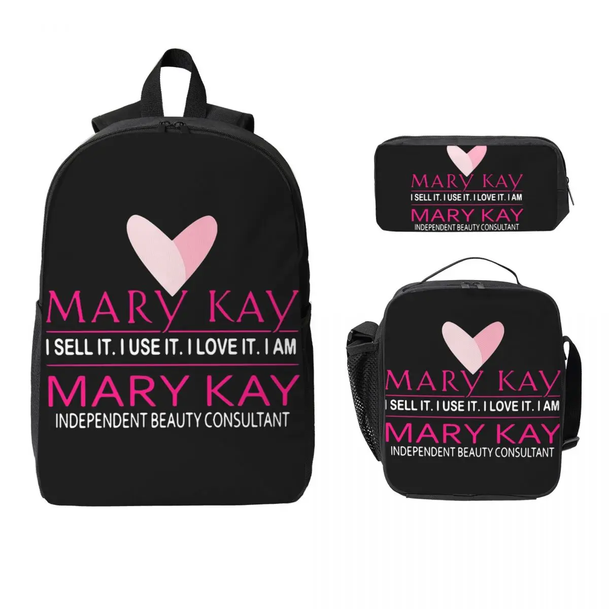 

Top Mary Kay Backpack Student Boys Girls BookBag School Bag Computer Shoulder Bags 3ps Insulated Lunch Bag Pencil Case