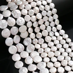 2/4/6Pcs 100%Natural Freshwater Pearl Beads Flat Round Shape Loose Spacer Beads for Jewelry Making DIY Necklace Bracelet Earring