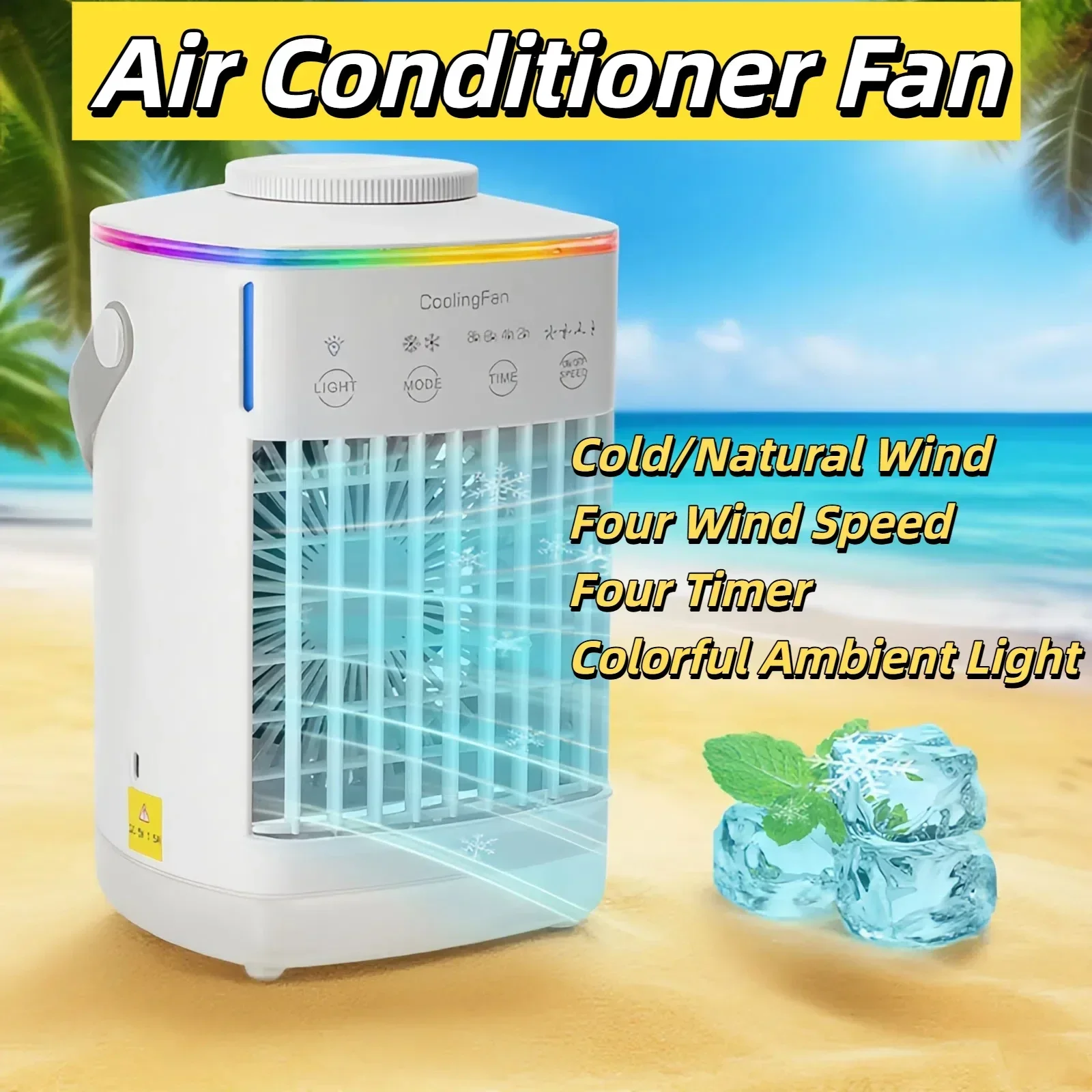 NEW Portable Air Conditioner Mini Desktop Air Cooler Fan With Mist Spray Lights For Home Room Office Camping