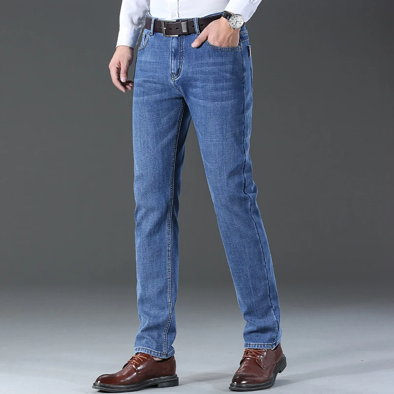 Wthinlee ماركة الملابس الشتاء الدافئة الصوف الجينز رجال الأعمال رشاقته الدنيم السراويل المخملية يتدفقون أفخم السراويل الذكور حجم كبير