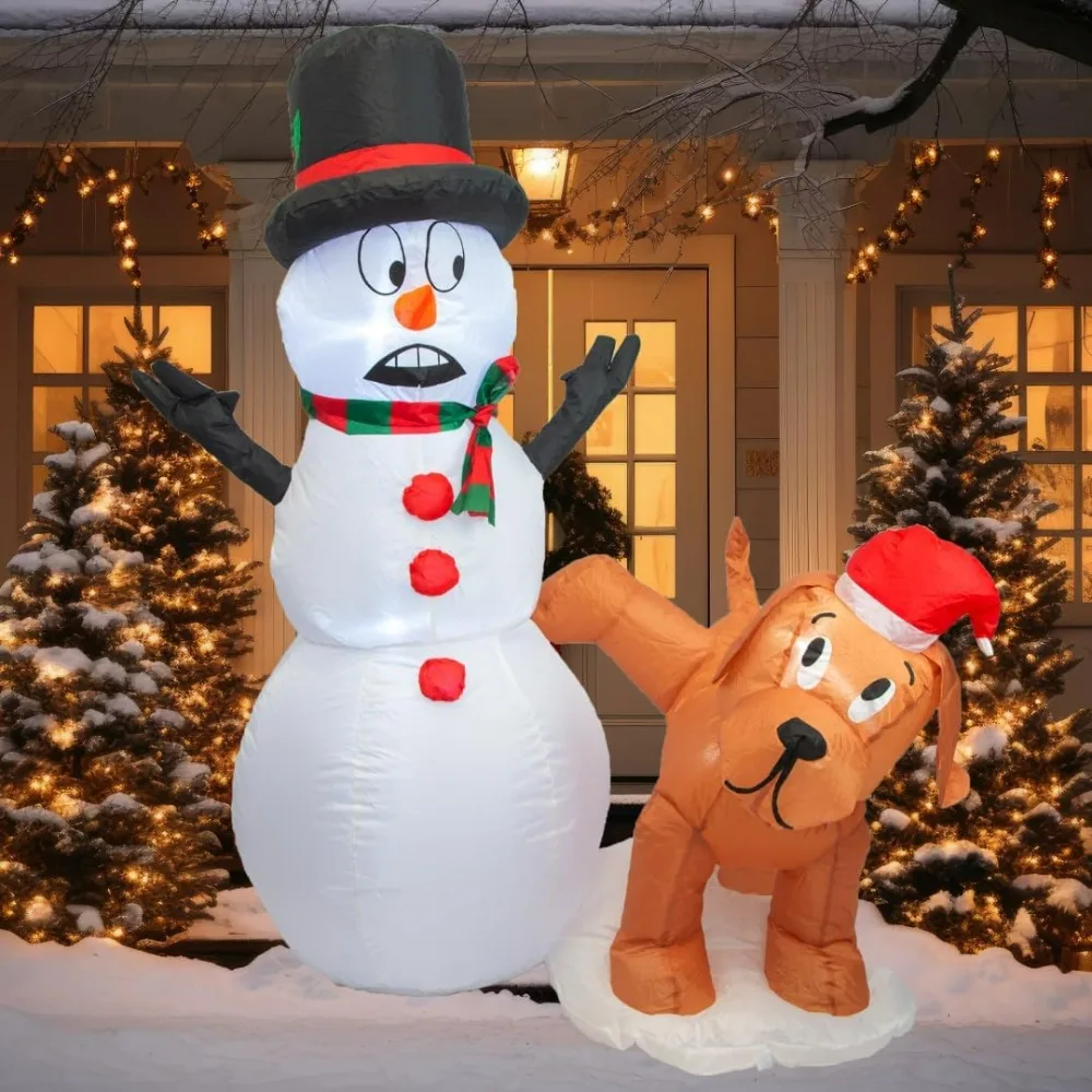 

4 FT Inflatable Snowman Peeing Dog Holiday Outdoor/Indoor/House/Yard Decor with LED Lights and Free Storage Bag