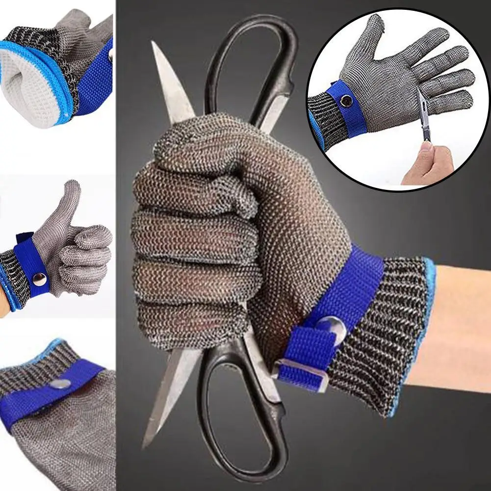 Cut Resistant Gloves, Level A9 Anti-Cut Protection with Stainless Steel Mesh for Butcher Meat Processing tool