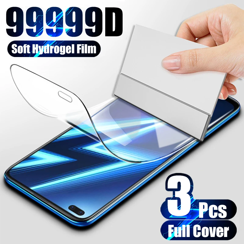 3 pçs filme de hidrogel para realme 10 gt neo 3 2 5 8i 8 7 6 9 pro plus protetor de tela narzo 30x2 x50 pro xt c3 c11 c15 não-vidro
