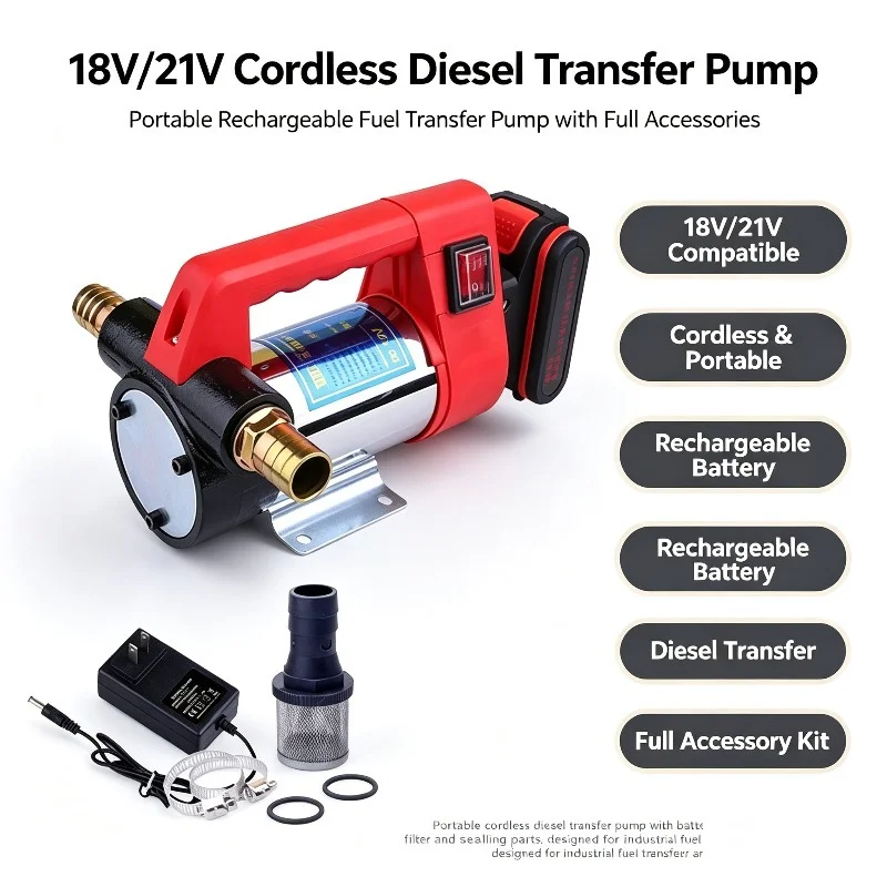 18V 21V Cordless Rechargeable Oil Pump Portable Diesel Fluid Extractor For Vehicle Machinery Fuel Transfer