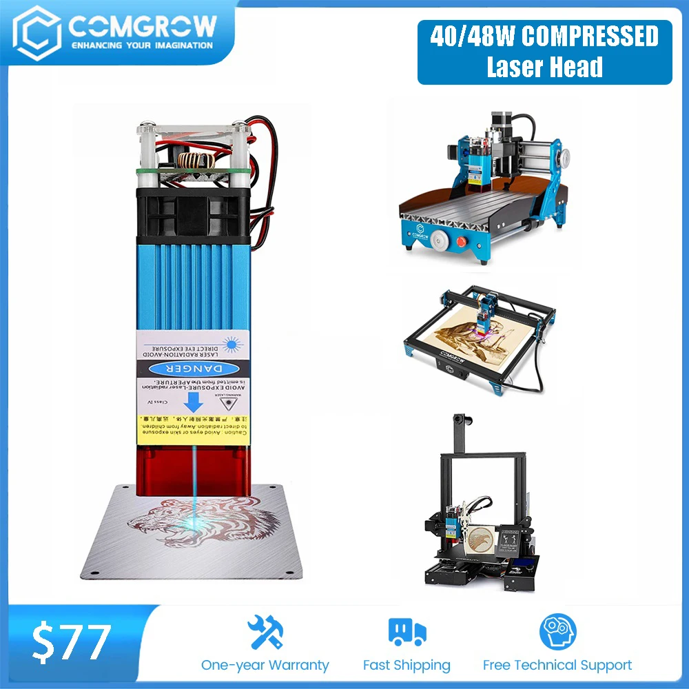 

COMGROW 48W Compressed Laser Engraver Kits 3018 CNC Laser Cutting Engraving Module for Wood Carving Milling Kit 3D Printer Parts