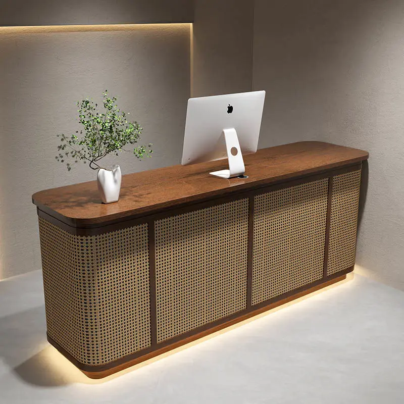 xx-ModernWood Japanese-Style Rattan Counter For Shops Hotels Bars Catering Businesses-for Welcoming Guests Reception Areas*