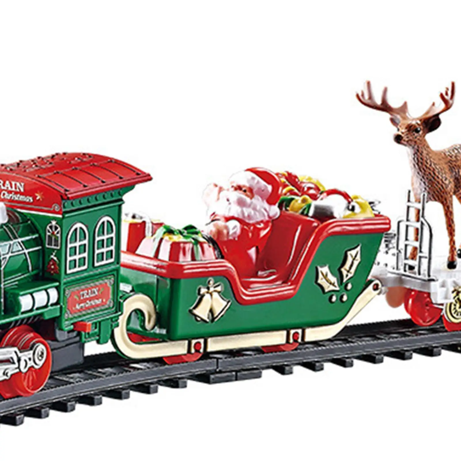 Conjunto de trem elétrico de Natal Decoração de luz e som Presente de Natal para crianças