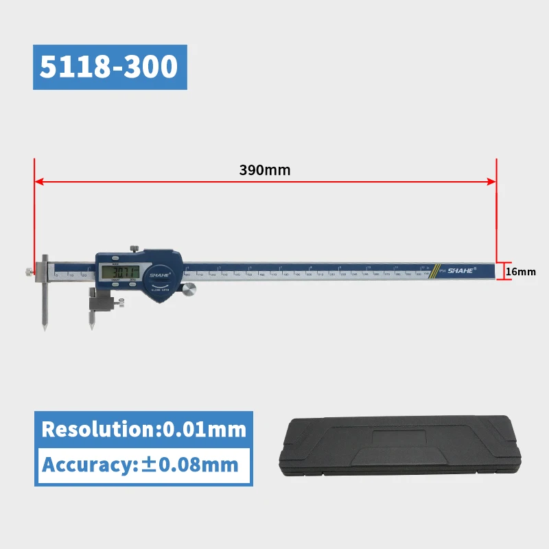 SHAHE 5-150/5-200/5-300 mm elektronischer digitaler Messschieber aus Edelstahl, digitaler Mittentfernungssattel, digitales Mikrometer