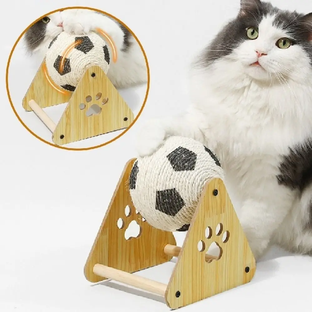 

Wear-resistant Cat Scratching Ball Wood Base Durable Pet Scratcher Toy Large Sisal Soccer Cat Grinding Paw Board Cat Supplies