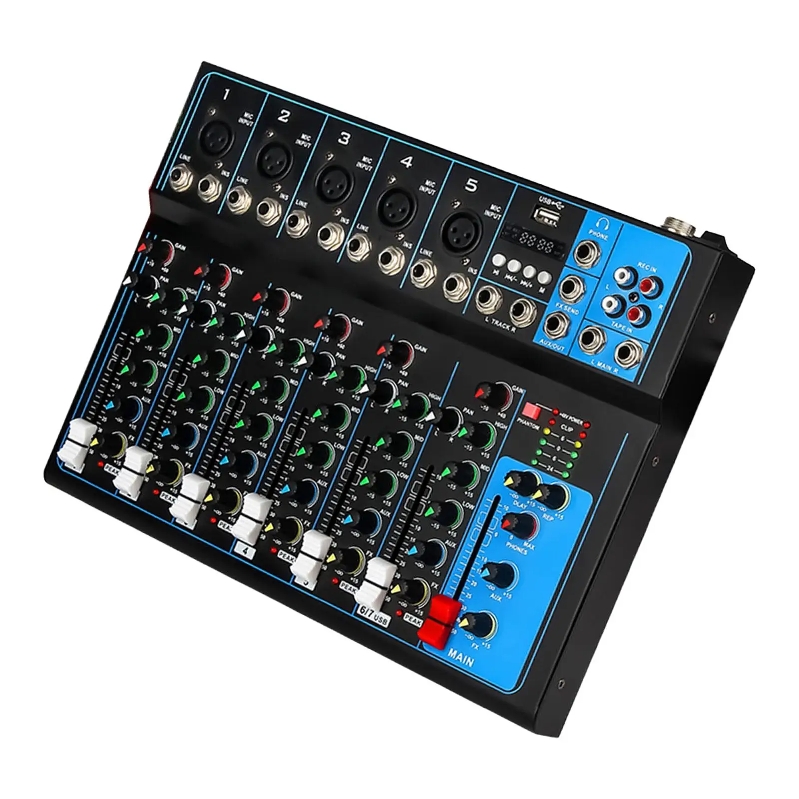 Audio Mixer Connect Microphone Computer Power Amplifier Sound Mixing Board System for Studio Recording Conference Room