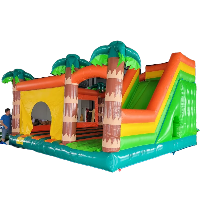 

Free boat to harbour, forest inflatable jump with slide, trampoline house inflatable bounce house combo