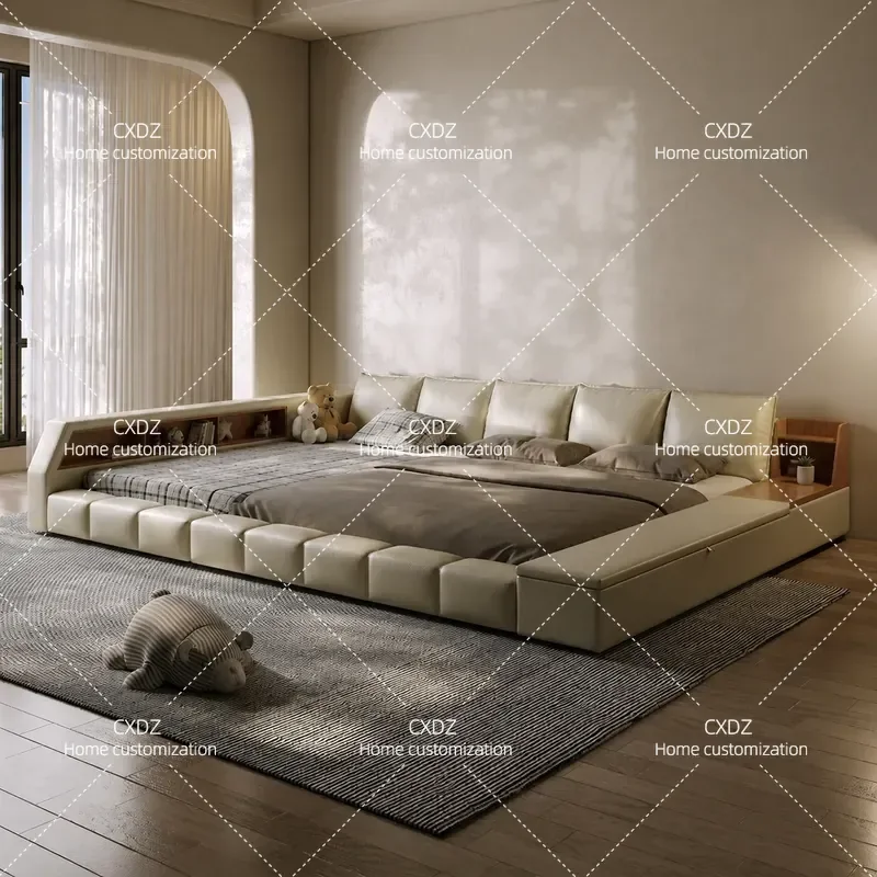 Tatami Bed Frame Modular Splicing Design for Family Parent Child Multi Person Bedroom Double Bed Two Three Four Kids