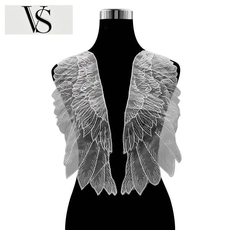 Wings Embroidery Applique Patches Sewing Embellishments Trimmings Dress Guipure Supplies 2PCS Tulle Luxury Organza Lace Fabric