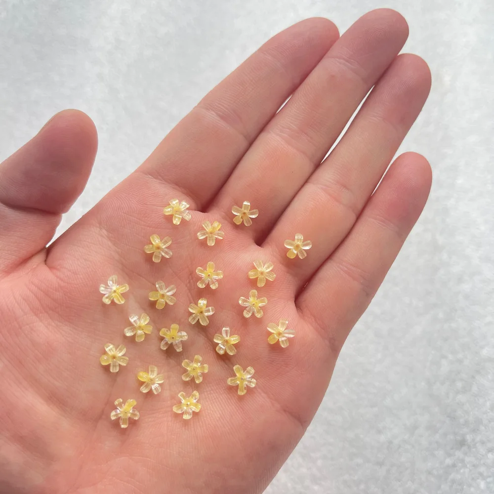 100Pcs New Stereo Tulip 5 Petal Resin Nail Charms 7mm Transparent Flower Ornaments For DIY Manicure Nail Art Making